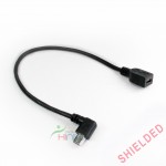 20cm MiniUSB Left angle / 90 degree power cable extension, adapter for Street Guardian SG9665G